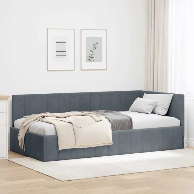 vidaXL Hoekbedframe Donkergrijs 100 x 200 cm fluweel