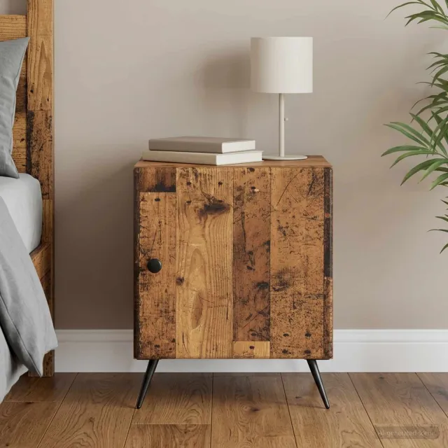 vidaXL Nachtkastje Oud hout 43 x 34,5 x 50 cm Bewerkt hout Bruin