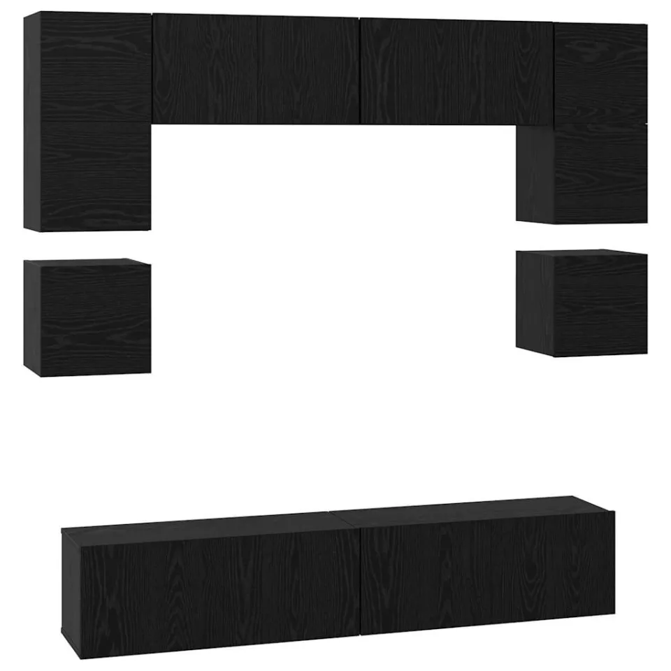 vidaXL Tv-meubelset 8 st 80 x 30 x 30 cm Zwart Eiken, foto 3