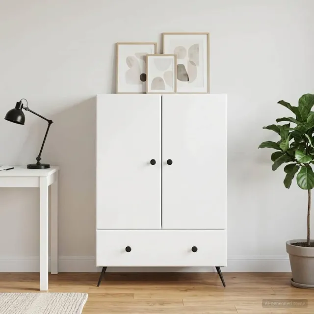 vidaXL Dressoir Hoogglans Wit 66 x 34,5 x 95 cm Bewerkt hout