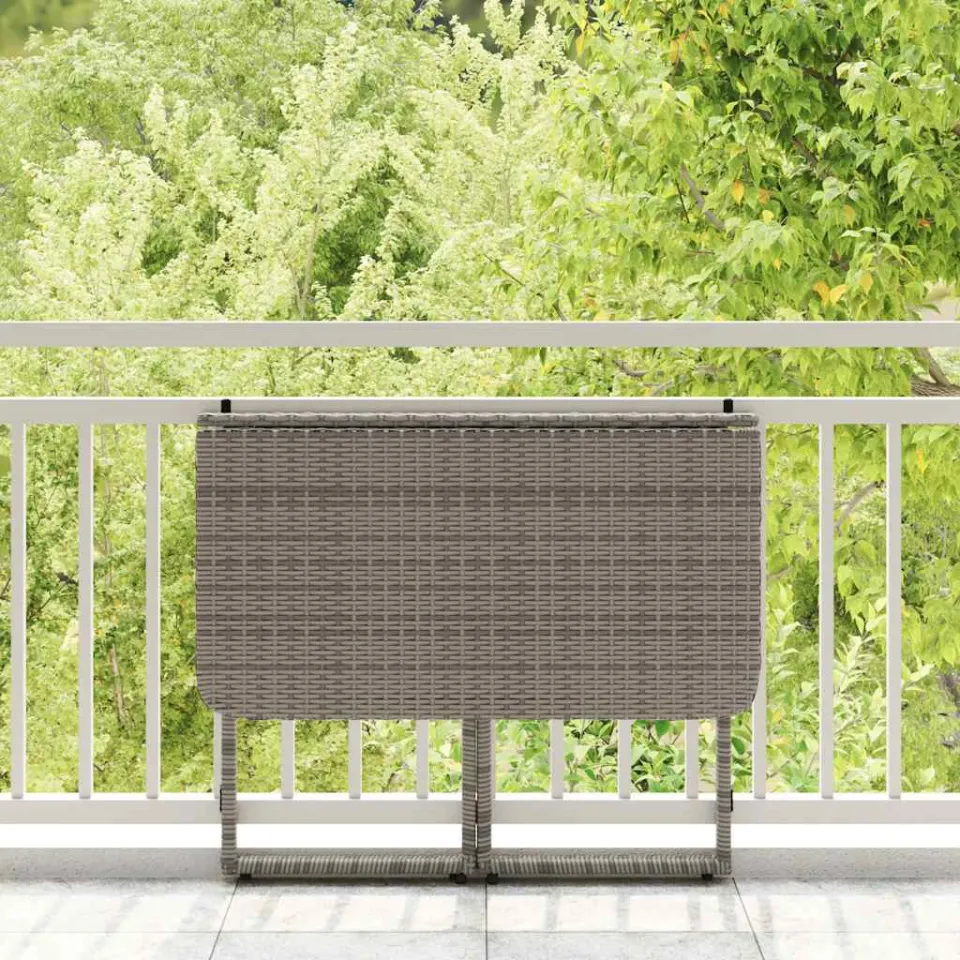 vidaXL Tuintafel inklapbaar 90x51x75 cm poly rattan grijs, foto 3