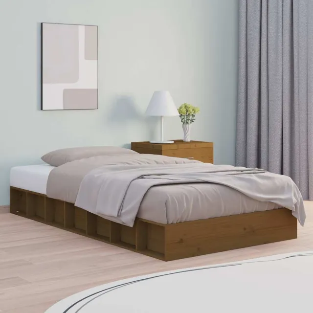 vidaXL Bedframe massief hout honingbruin 75x190 cm bruin