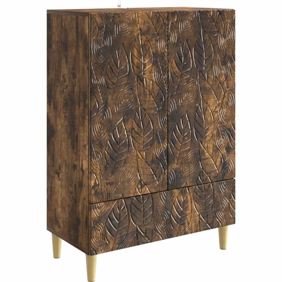 vidaXL Dressoir Gerookt eiken 66 x 34,5 x 95 cm Bewerkt hout Bruin