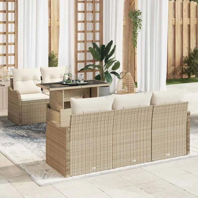 vidaXL Tuin Sofa Set 6 st Beige poly rattan, foto 2