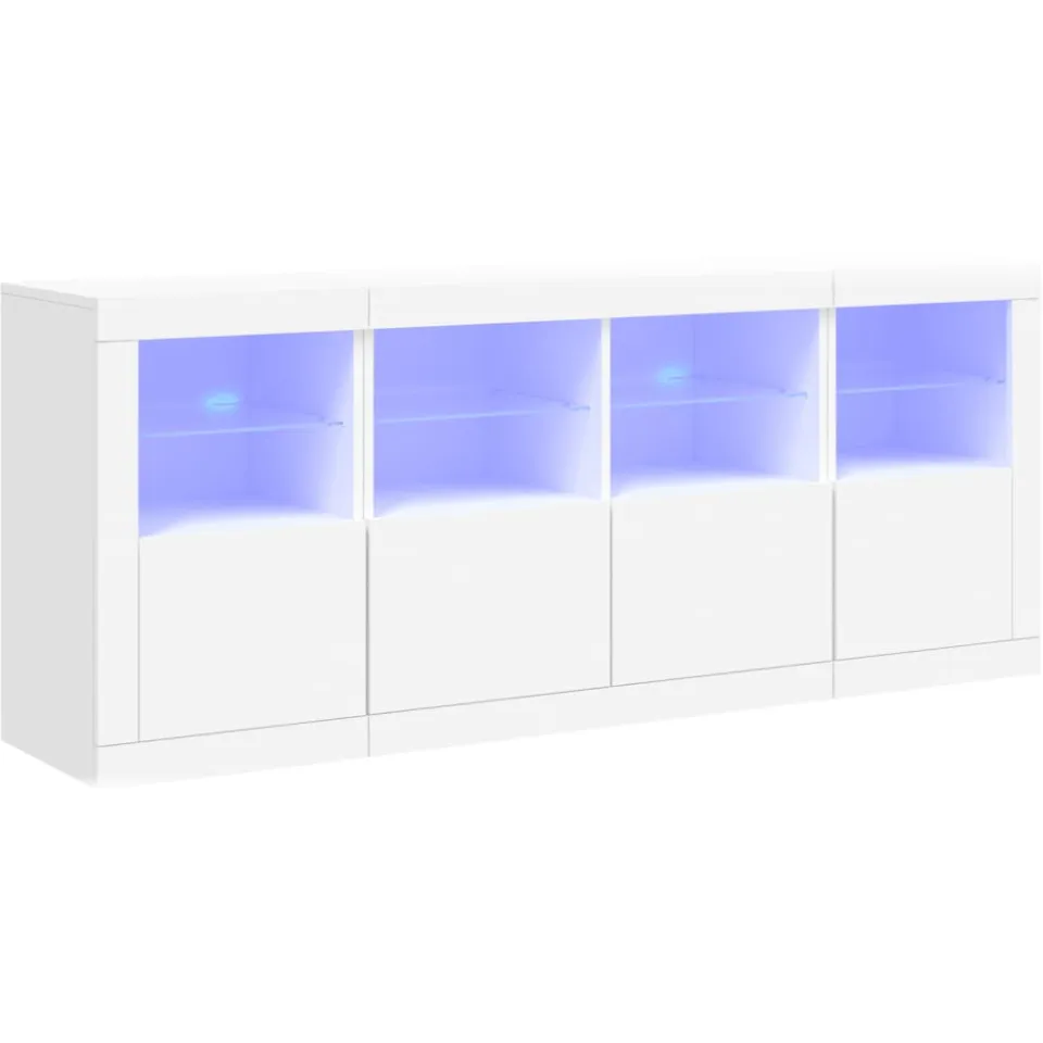 vidaXL Dressoir met LED-verlichting 163x37x67 cm wit, foto 3
