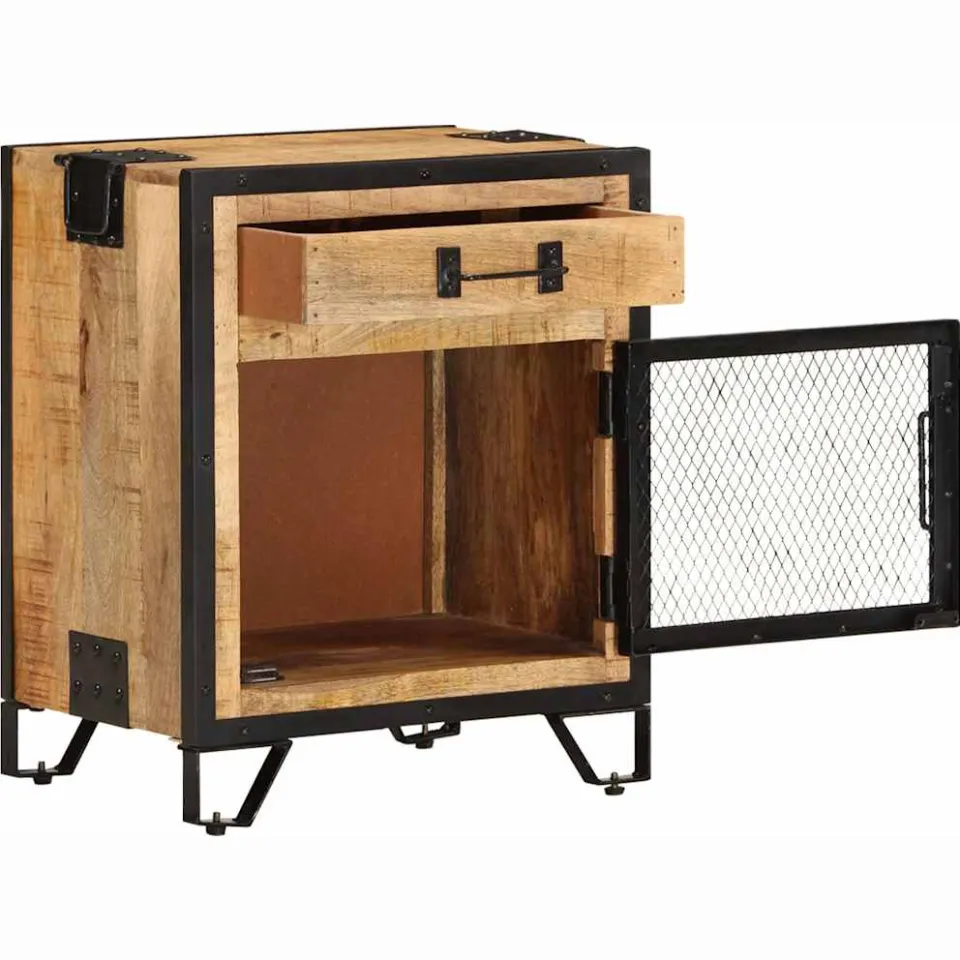 vidaXL Nachtkastje 43x30x51 cm massief ruw mangohout Bruin