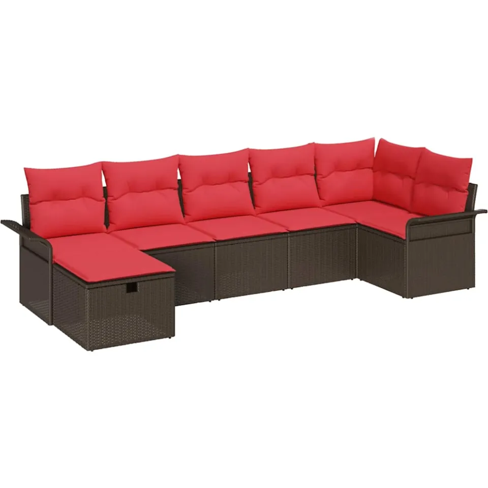 vidaXL Tuin Sofa Set 7 st Poly riet Zwart
