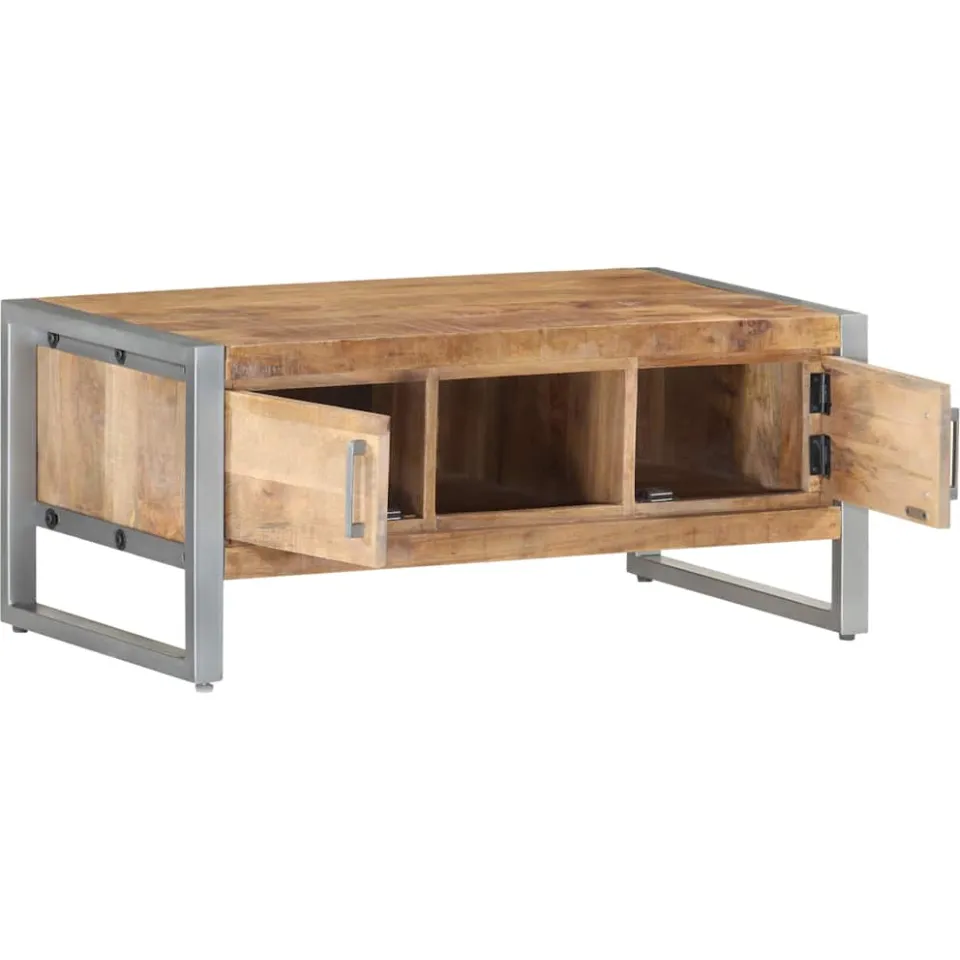 vidaXL Salontafel 95x50x40 cm ruw mangohout wit, foto 3