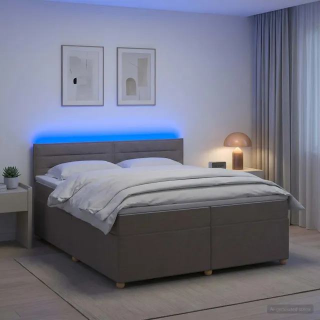 vidaXL Boxspringbed met matras met hoofdeinde Taupe 200 x 200 cm Stof