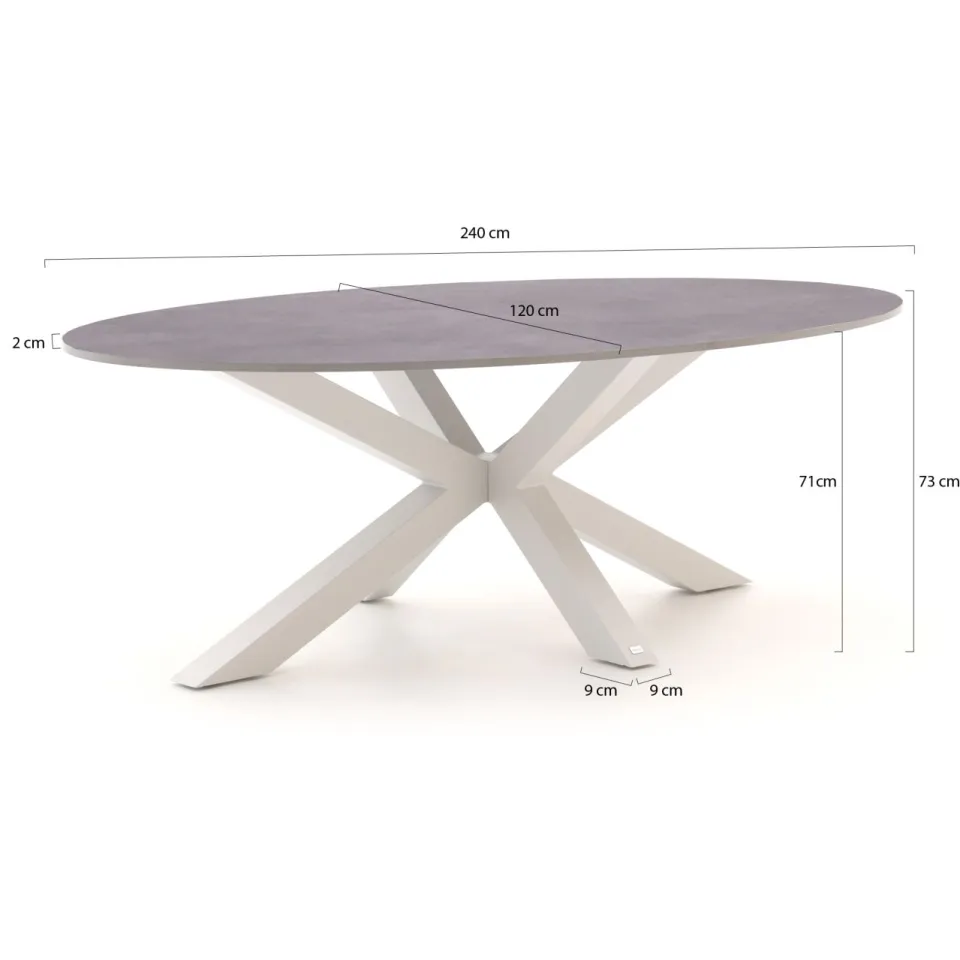 Bellagio tuinmeubelen Bellagio Induno Ellips dining tuintafel 240x120cm wit, foto 2