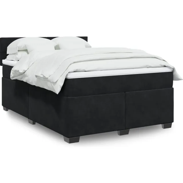 vidaXL Boxspring met matras fluweel zwart 160x200 cm