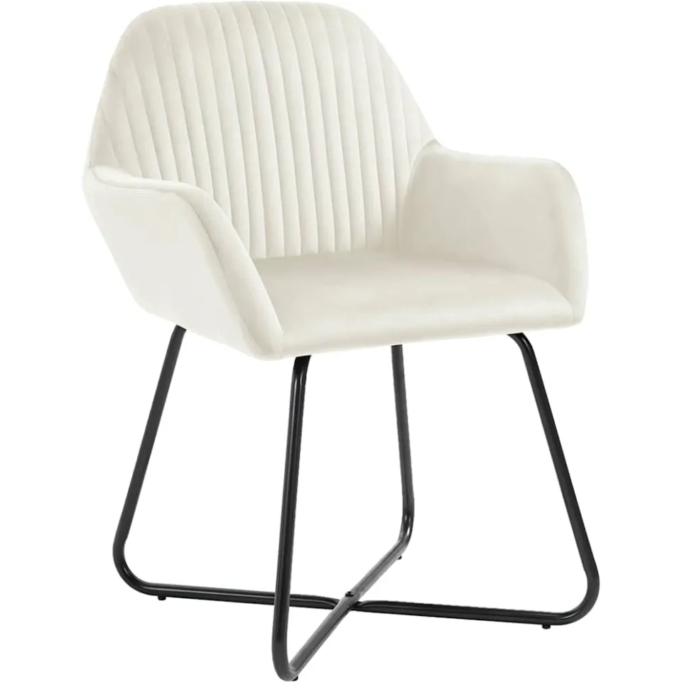 vidaXL Eetkamerstoelen 6 st fluweel crèmekleurig, foto 2
