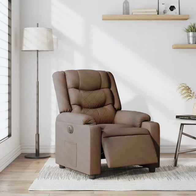 vidaXL Fauteuil verstelbaar elektrisch stof bruin