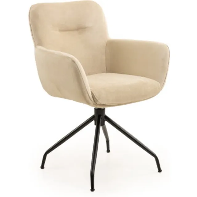 Moods Collection Eetkamerstoel Helsinki draaibaar Atlas zwart - Pella beige 05