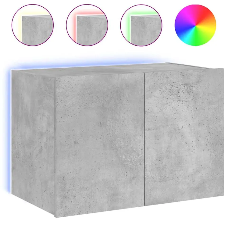 vidaXL Tv-wandmeubel met LED-verlichting 60x35x41 cm betongrijs