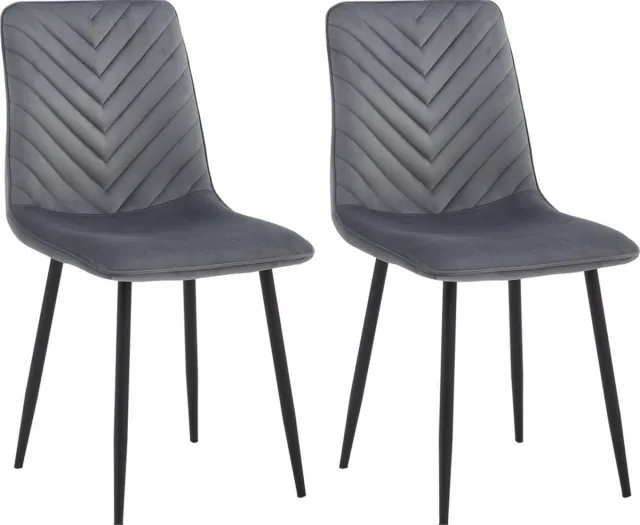 Colenis Senny Eetkamerstoel - Set Van 2 - Grijs - Fluweel - Velvet - Industrieel - Eetkamerstoelen