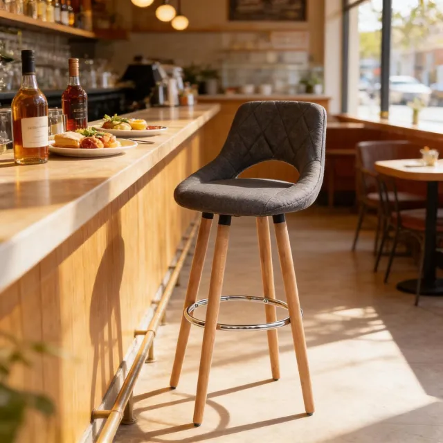 Clruro Barkruk - 1 Stuk - met Rugleuning - Multifunctionele Stoel - voor Keuken, Bar en Juwelier Donkergrijs