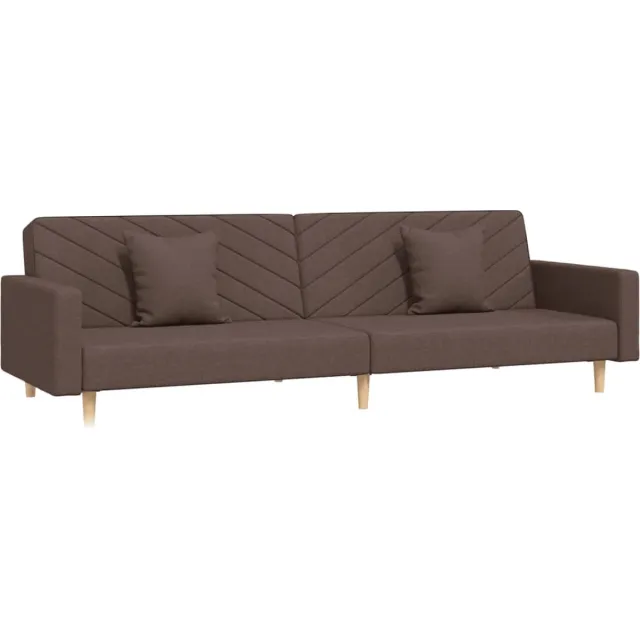 vidaXL Slaapbank - 2-zits - met - 2 - kussens - stof - taupe