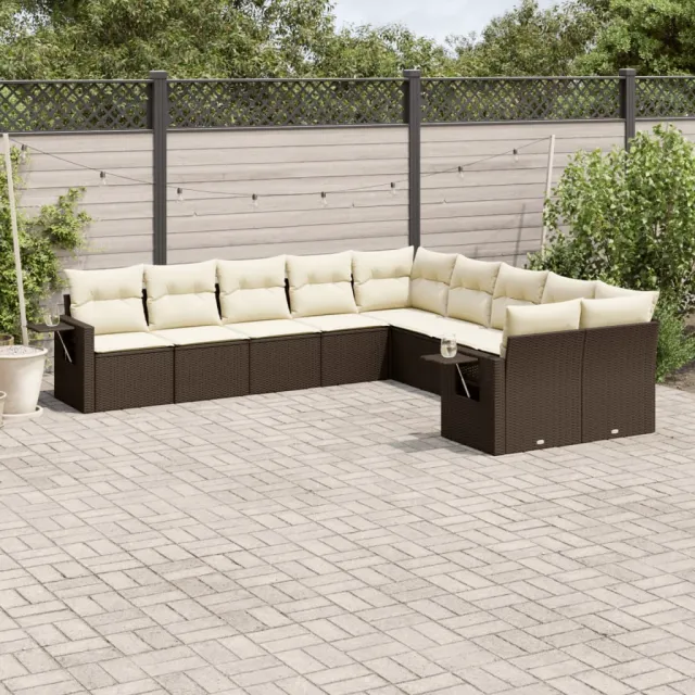 vidaXL 10-delige Loungeset met kussens poly rattan bruin, foto 2