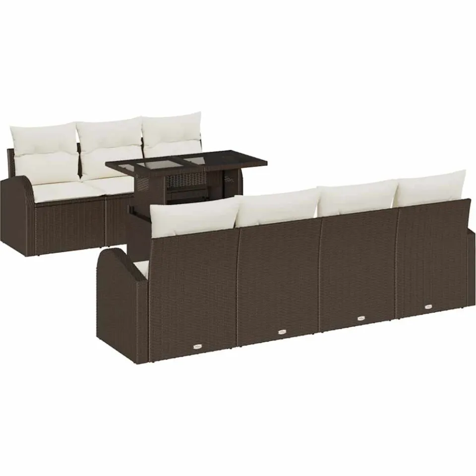 vidaXL Tuin Sofa Set 8 st Bruin Poly riet, foto 4
