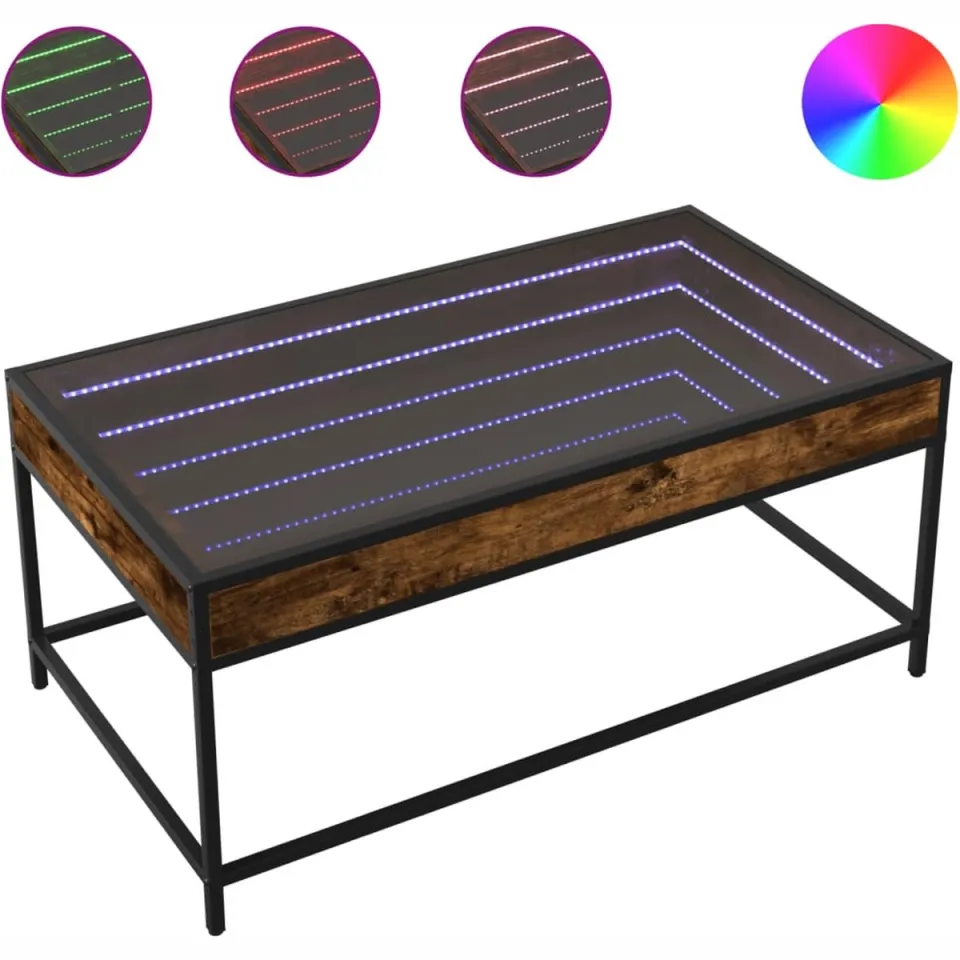 vidaXL Salontafel met Infinity LED 90x50x41 cm bruin eikenkleurig, foto 3
