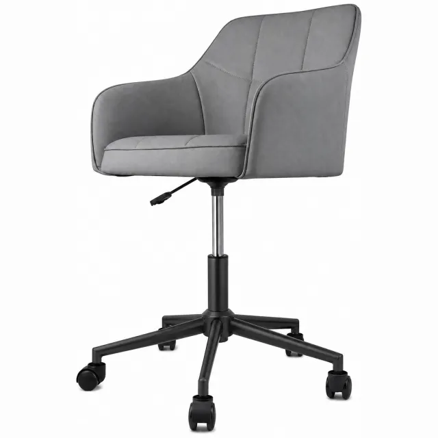 PIPIPOXER Bureaustoel-Homeoffice stoel - draaistoel met rugsteun - Ergonomische bureaustoel- in hoogte verstelbare bureaustoel met wielen -geschikt voor slaapkamer , kantoor en studeerkamer-grijs