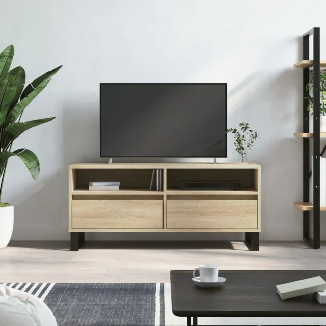 vidaXL Tv-meubel 100x34,5x44,5 cm bewerkt hout sonoma eikenkleurig Bruin