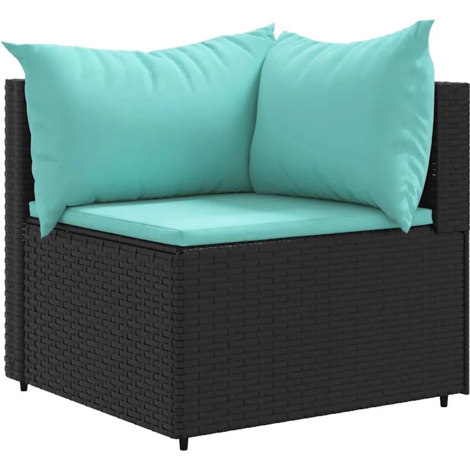 vidaXL 7-delige Loungeset met kussens poly rattan zwart