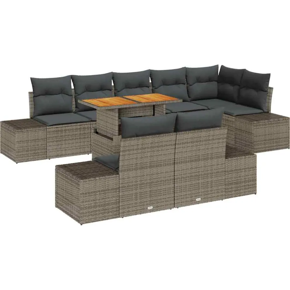 vidaXL Tuin Sofa Set 9 st Grijs Poly riet