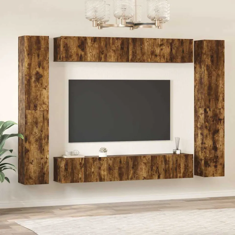 vidaXL 10-delige Tv-meubelset bewerkt hout gerookt eikenkleurig, foto 3