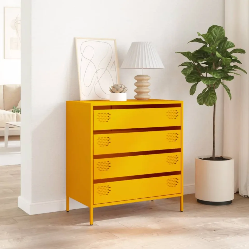 vidaXL Dressoir 68x39x73,5 cm koudgewalst staal mosterdgeel, foto 2