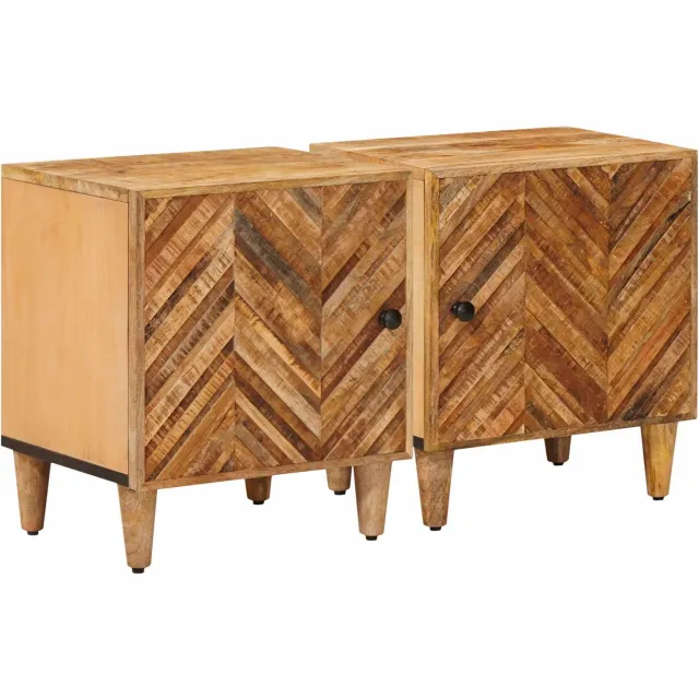 vidaXL Nachtkastje 2 st Bruin 40 x 33 x 46 cm Massief Mango Hout