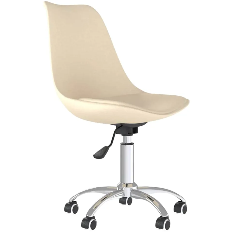 vidaXL Eetkamerstoelen 4 st draaibaar stof crèmekleurig