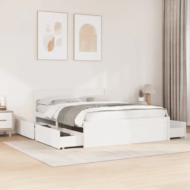 vidaXL Bedframe zonder matras massief grenenhout wit 160x200 cm