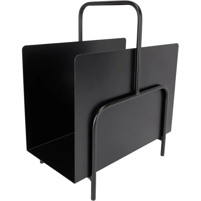 Cosy & Trendy TIJDSCHRIFTEN HOUDER / MAGAZINEREK WITH HANDLE ZWART 35X20XH41CM METAAL
