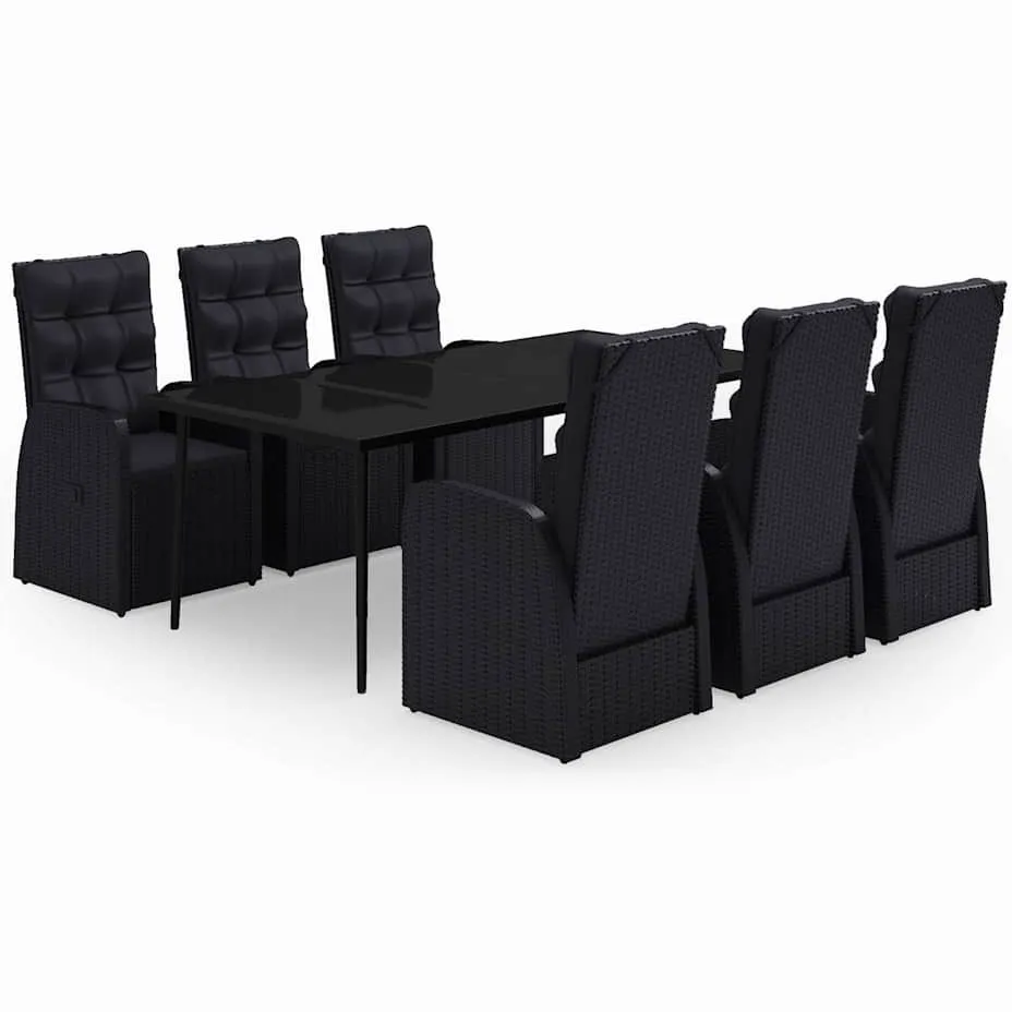 vidaXL 7-delige Tuinset met kussens zwart, foto 3