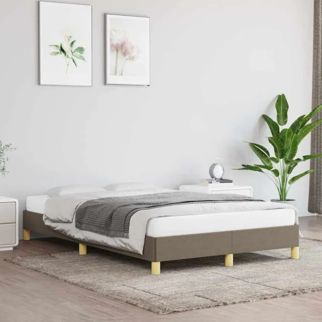 vidaXL Bedframe zonder matras 120x200 cm stof taupe