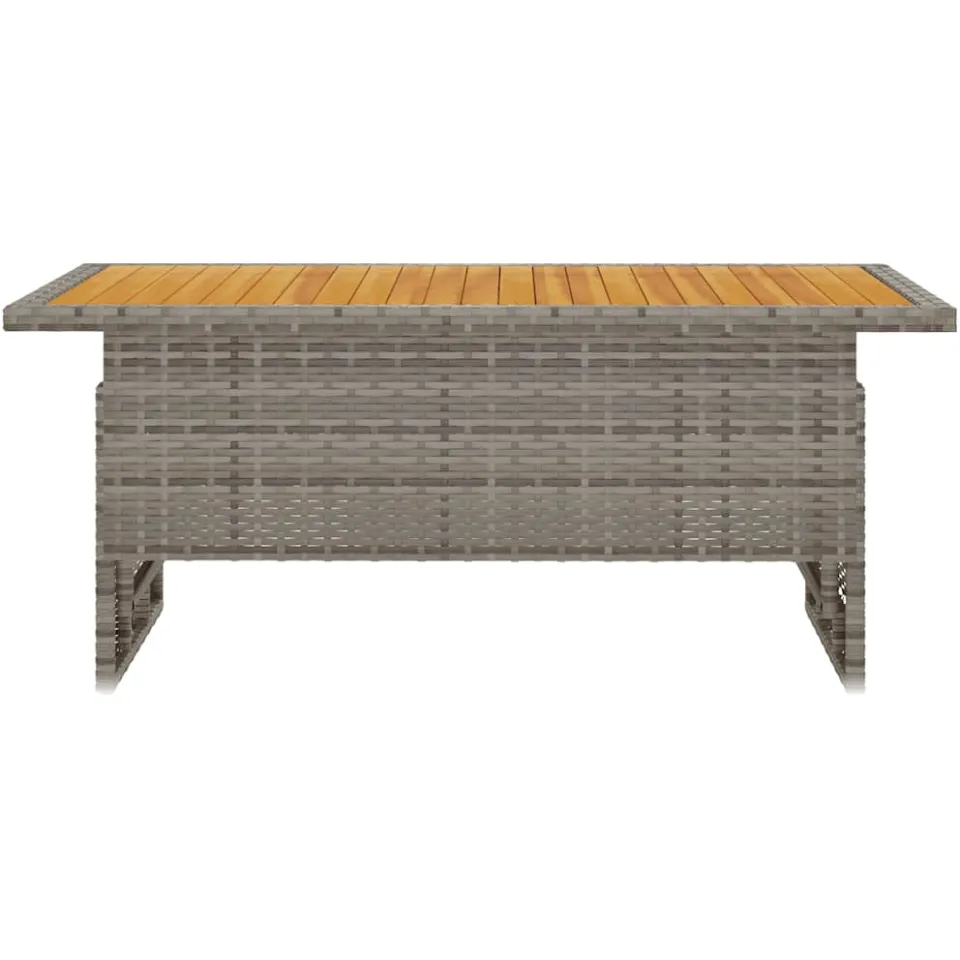 vidaXL Tuintafel 100x50x43/63 cm acaciahout en poly rattan grijs Zwart