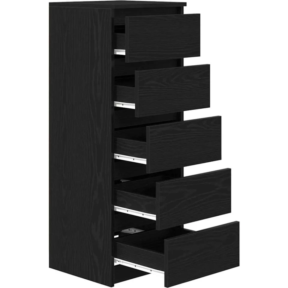 vidaXL Dressoir met lades 37,5x35x99 cm spaanplaat zwart eikenkleurig, foto 4