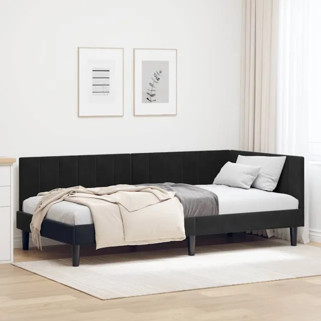 vidaXL Hoekbedframe Zwart 90 x 190 cm fluweel