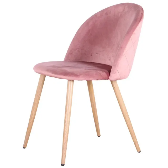 NaevaMi Eetkamerstoelen - Gestoffeerde Stoelen - Fluwelen Stoelen - Ergonomisch Ontwerp - Nordic - Scandinavische Stoelen met Metalen Poten - Rugleuningstoel voor Restaurantkeuken - Set van 4 - Roze - Velvet