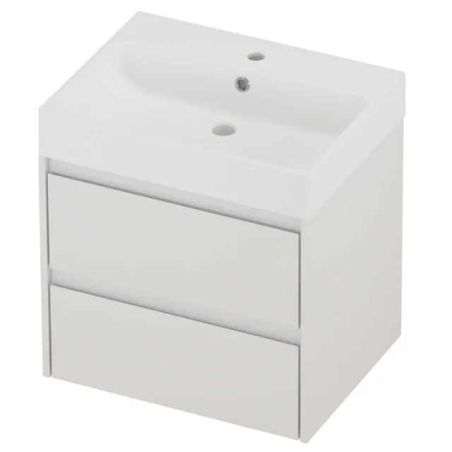 Proline Podium Badmeubelset Polystone Loft 1 Kraangat 60x46x62 cm Mat White Glans Wit