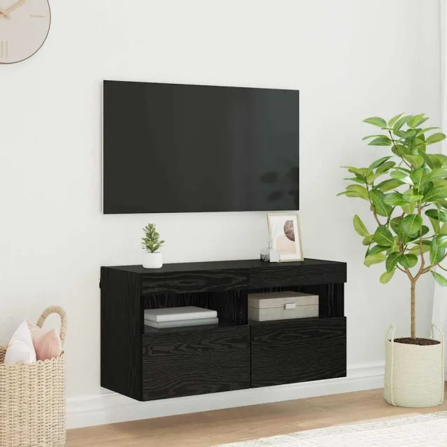 vidaXL TV Wandkast 80 x 30 x 40 cm Zwart Eiken Bewerkt hout