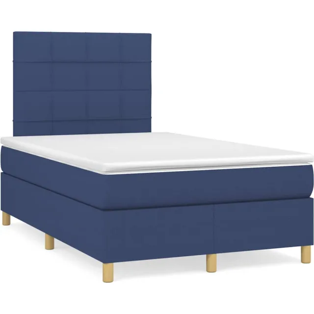 vidaXL Boxspring met matras en LED stof blauw 120x190 cm