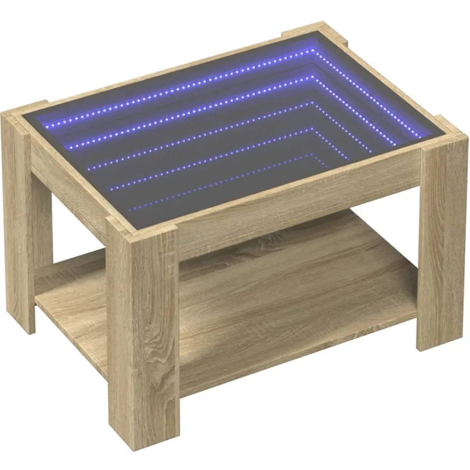 vidaXL Salontafel met LED 73x53x45 cm bewerkt hout sonoma eikenkleurig, foto 4