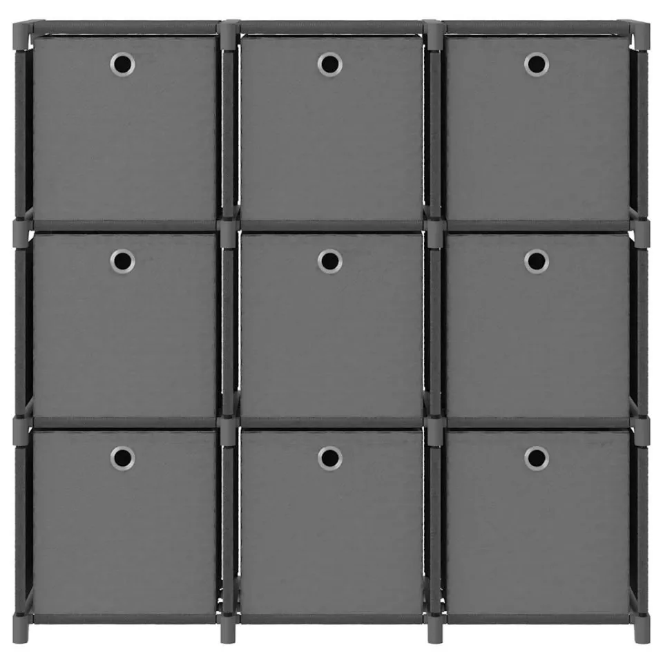 vidaXL Kast met 9 vakken met boxen 103x30x107,5 cm stof grijs, foto 2