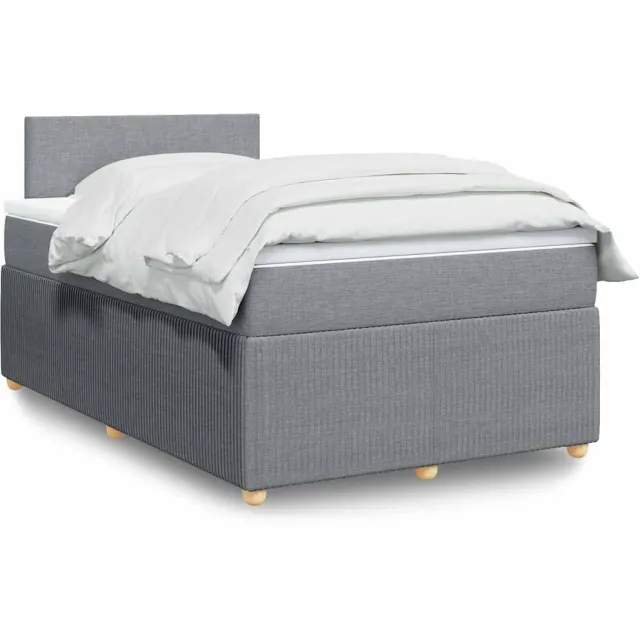vidaXL Boxspring met matras stof lichtgrijs 120x200 cm grijs
