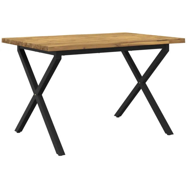 vidaXL Eettafel - met - levendige - rand - 120 - x - 70 - x - 75 - cm Whitewash en zwart