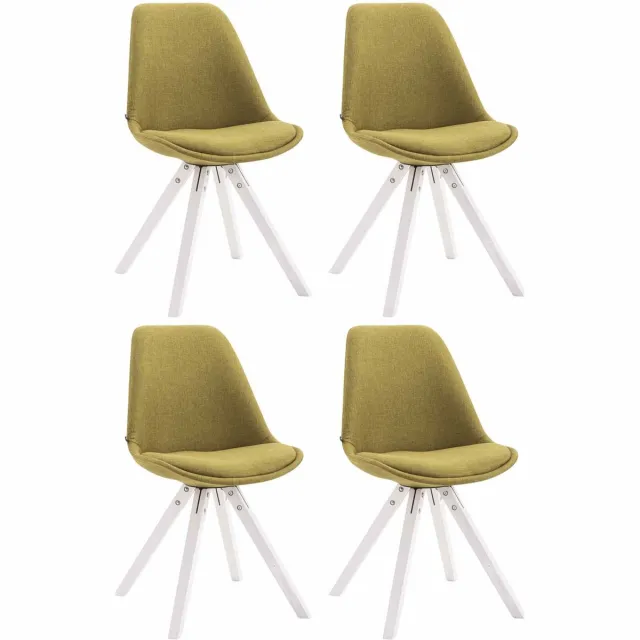 CLP Toulouse Set van 4 Stoelen - Zonder armleuning - Vierkant frame - Stof - groen wit