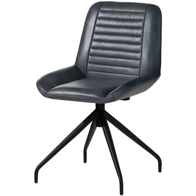 MASSIVMOEBEL24 .DE gestoffeerde stoel blauw echt leer gemonteerd IRON LABEL #509